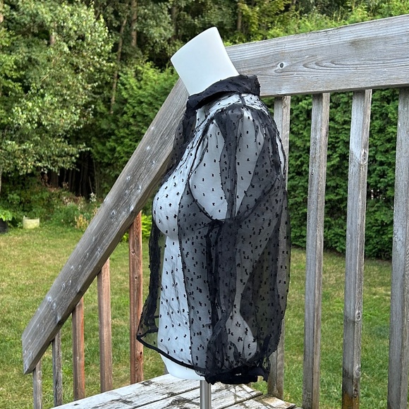 Pull&Bear⎪Polka Dot Printed Organza Shirt - Picture 2 of 9